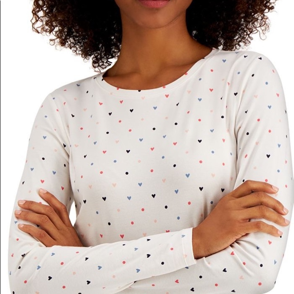 Dot Heart Printed Long-Sleeve T-Shirt